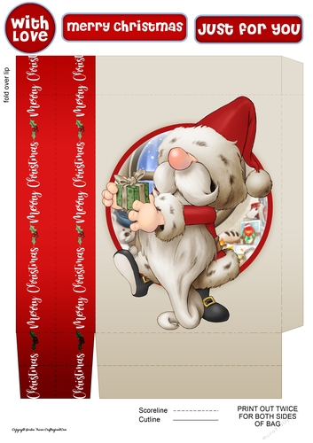 Santa Gnome 3 Mini Gift Bag