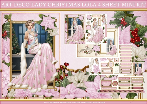 Art Deco Lady Christmas Lola 4 Sheet Mini Kit Pink