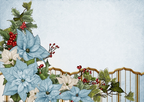 Art Deco Lola Poinsettia Paper Blue
