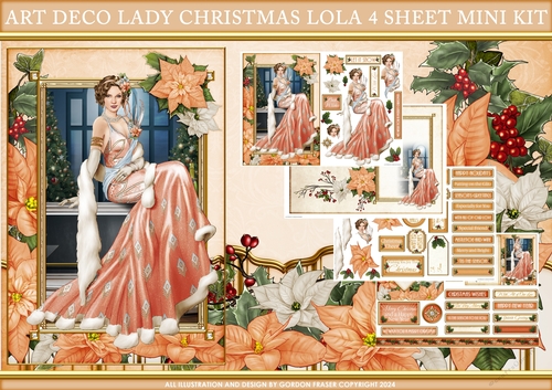 Art Deco Lady Christmas Lola 4 Sheet Mini Kit Peach