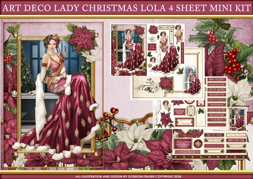 Art Deco Lady Christmas Lola 4 Sheet Mini Kit Dark Pink