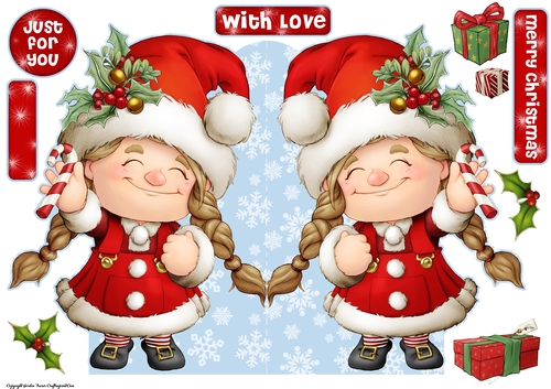 Maisie the Christmas Gnome Shaped Card