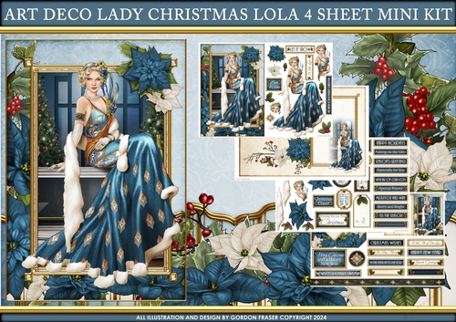Art Deco Lady Christmas Lola 4 Sheet Mini Kit Dark Blue