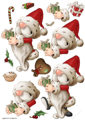 Santa Gnome 3 Decoupage Sheet