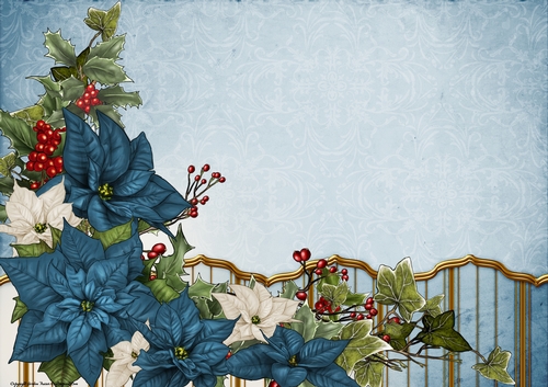 Art Deco Lola Poinsettia Paper Dark Blue