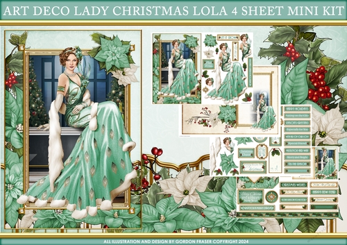 Art Deco Lady Christmas Lola 4 Sheet Mini Kit Aqua