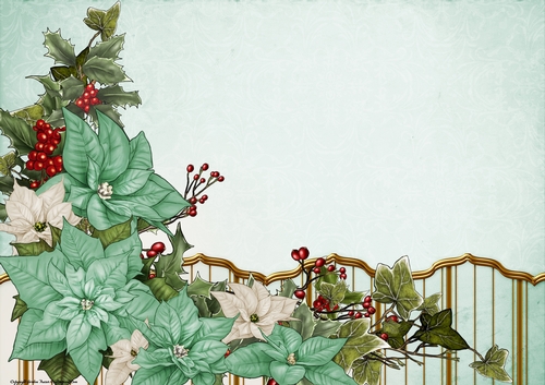 Art Deco Lola Poinsettia Paper Aqua 
