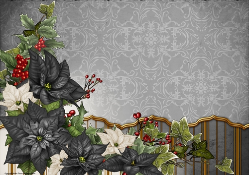 Art Deco Lola Poinsettia Paper Black