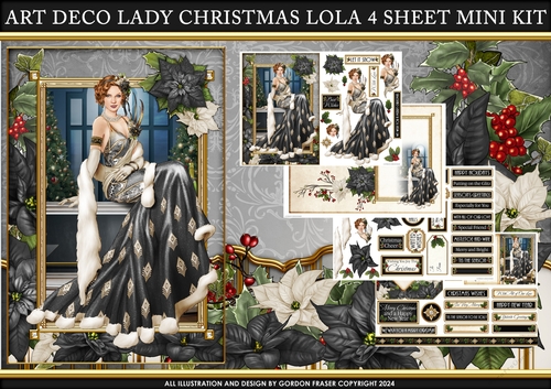 Art Deco Lady Christmas Lola 4 Sheet Mini Kit Black