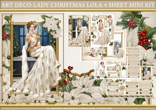 Art Deco Lady Christmas Lola 4 Sheet Mini Kit Cream