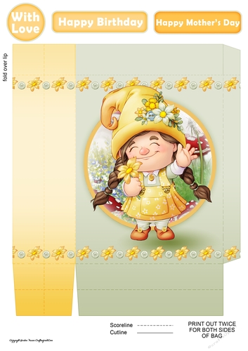 Maisie the Gnome Yellow Mini Gift Bag