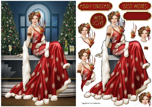 Art Deco Lady Christmas Lola Red