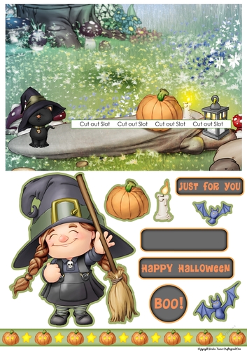 Maisie the Halloween Witch Slider Card
