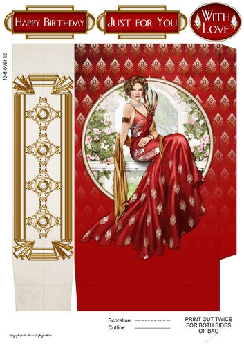 Art Deco Lady Lola Red Mini Gift Bag