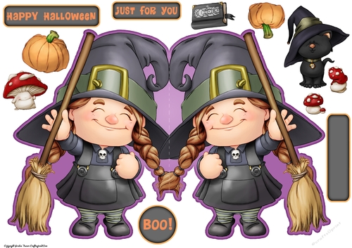 Maisie the Halloween Witch Shaped Card