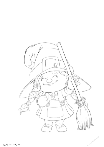 Maisie the Halloween Witch Digital Stamp