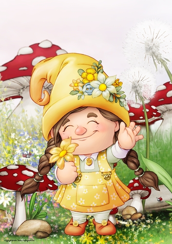 Maisie the Gnome Yellow A4