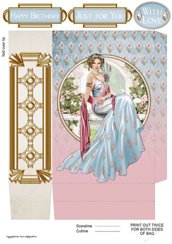 Art Deco Lady Lola Mini Gift Bag Blue