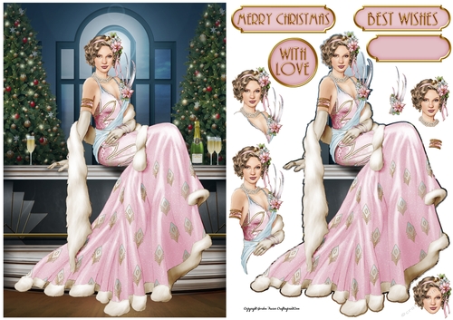 Art Deco Lady Christmas Lola Pink