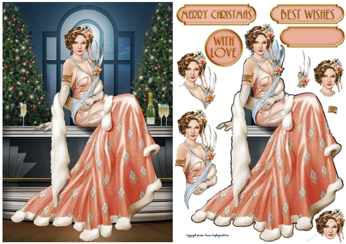 Art Deco Lady Christmas Lola Peach