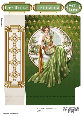 Art Deco Lady Lola Mini Gift Bag Green