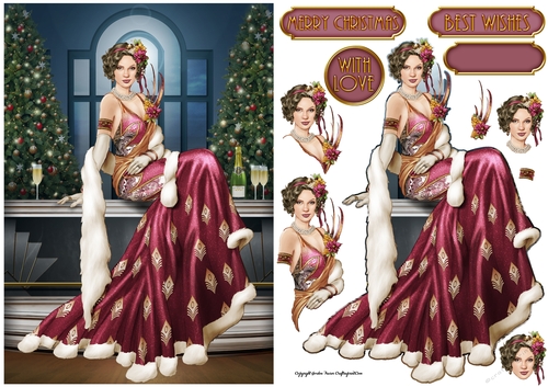 Art Deco Lady Christmas Lola Dark Pink