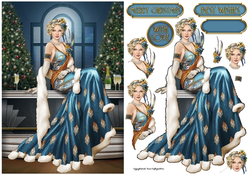 Art Deco Lady Christmas Lola Dark Blue