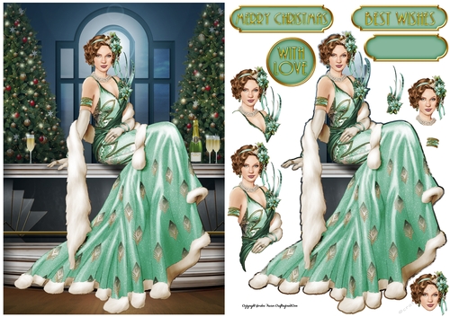 Art Deco Lady Christmas Lola Aqua