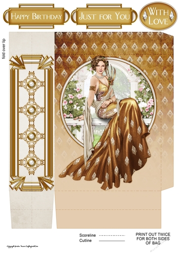 Art Deco Lady Lola Mini Gift Bag Gold