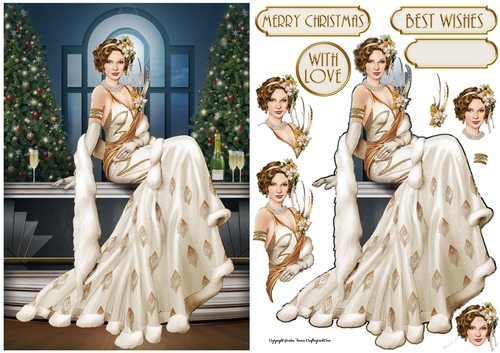 Art Deco Lady Christmas Lola Cream