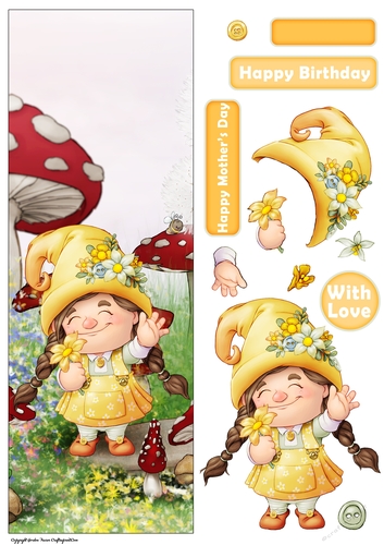 Maisie the Gnome Yellow Large Vertical DL
