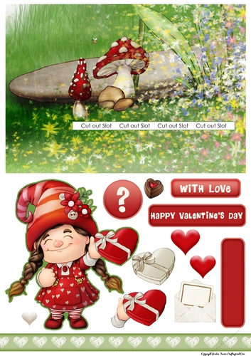 Maisie the Gnome Valentines Day Slider Card