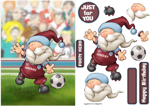 Football Gnome Dark Red and Blue