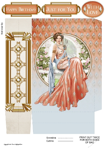 Art Deco Lady Lola Mini Gift Bag Peach