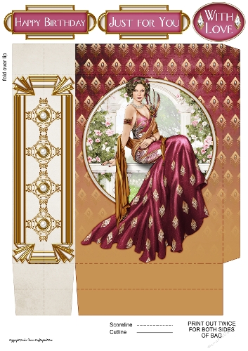 Art Deco Lady Lola Mini Gift Bag Dark Pink