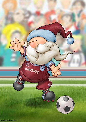 Football Gnome Dark Red and Blue A4