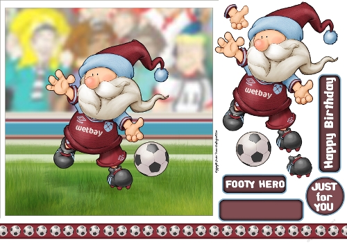 Football Gnome Dark Red and Blue 7x7 Quick Card
