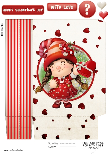 Maisie the Gnome Valentines Day Mini Gift Bag