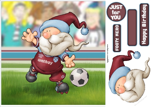 Football Gnome Dark Red and Blue 8x8 Quick Card