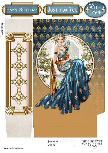 Art Deco Lady Lola Mini Gift Bag Dark Blue