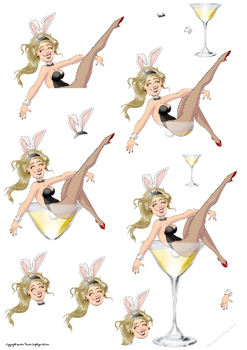 Bunny Girl Dudess Decoupage Sheet