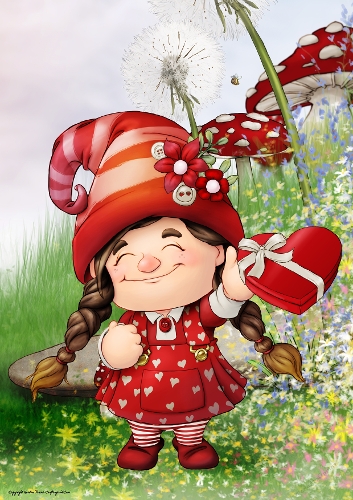 Maisie the Gnome Valentines Day A4