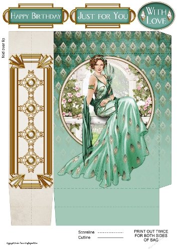 Art Deco Lady Lola Mini Gift Bag Aqua