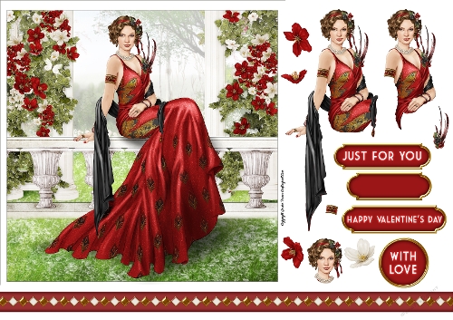 Art Deco Valentines Lola 7x7 Quick Card