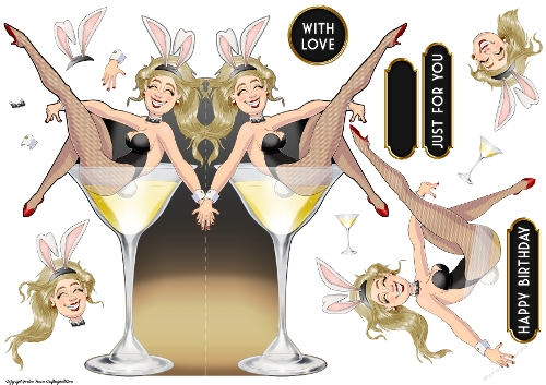 Bunny Girl Dudess Shaped Card