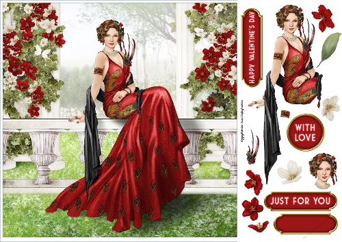 Art Deco Valentines Lola 8x8 Quick Card