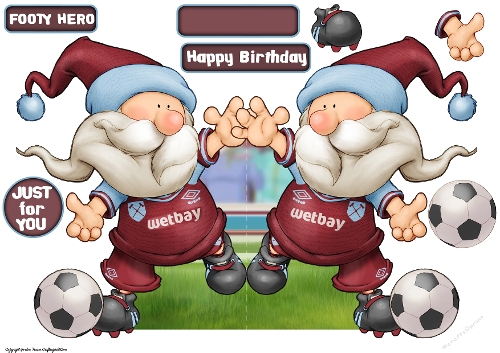 Football Gnome Dark Red and Blue Shaped Card