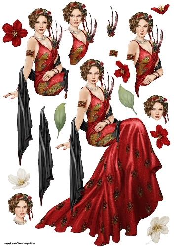 Art Deco Valentines Lola Decoupage Sheet