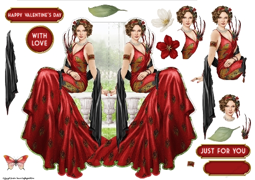 Art Deco Valentines Lola Shaped Card