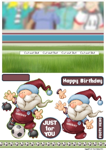 Football Gnome Dark Red and Blue Slider Card